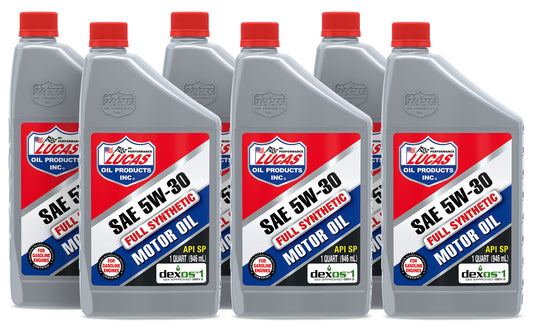Lucas Oil Motor Oil - Synthetic API - 5W30 - Synthetic - 1 qt Bottle - Set of 6