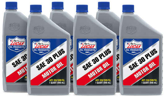 Lucas Oil Motor Oil - 30 WT Plus - 30W - Conventional - 1 qt Bottle - Set of 6