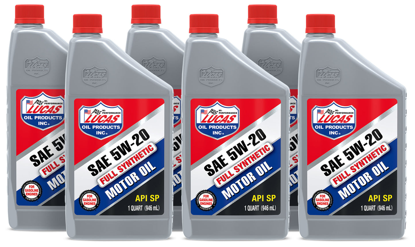 Lucas Oil Motor Oil - Synthetic API - 5W20 - Synthetic - 1 qt Bottle - Set of 6