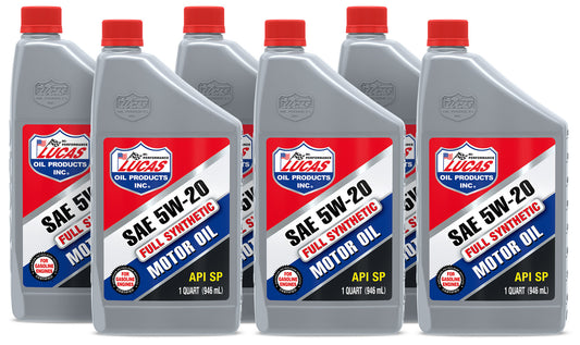 Lucas Oil Motor Oil - Synthetic API - 5W20 - Synthetic - 1 qt Bottle - Set of 6
