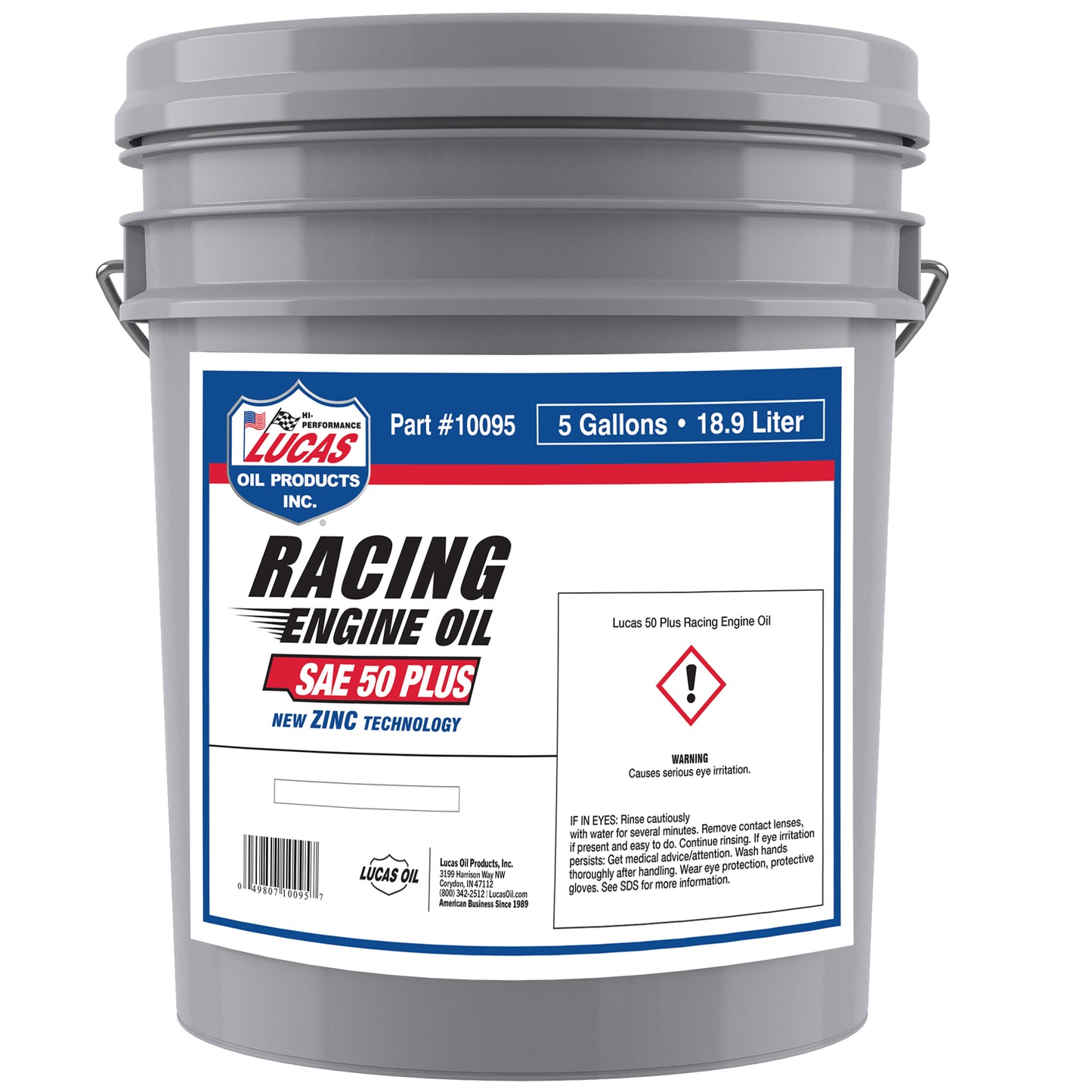 Lucas Oil Motor Oil - Racing - High Zinc - 50W - Conventional - 5 gal Bucket - Each