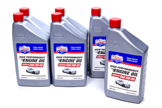 Lucas Oil Motor Oil - Synthetic API - 5W50 - Synthetic - 1 qt Bottle - Set of 6