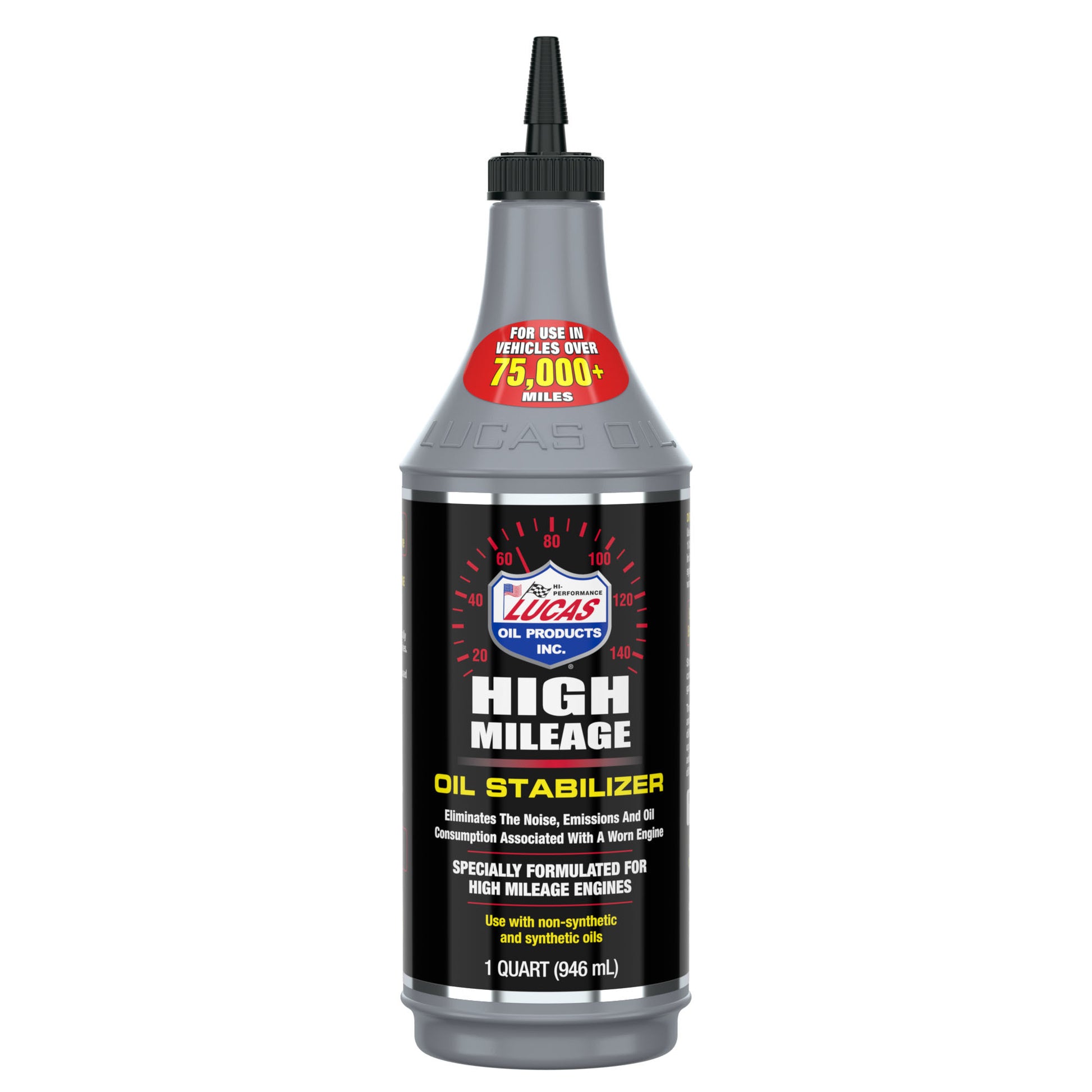 Lucas Oil Motor Oil Additive - High Mileage Oil Stabilizer - 1 qt Bottle - Each