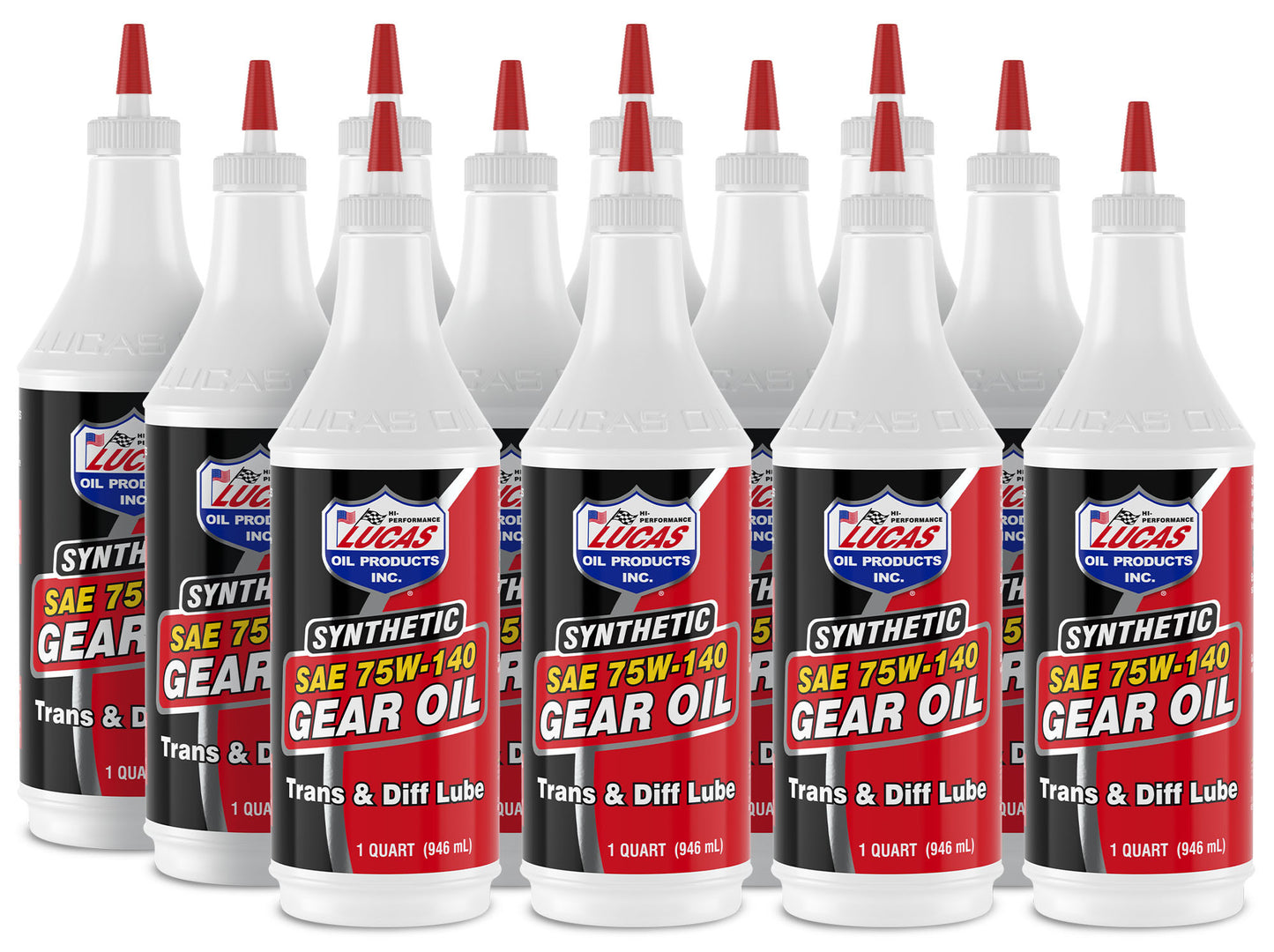 Lucas Oil Gear Oil - 75W140 - Limited Slip Additive - Synthetic - 1 qt Bottle - Set of 12