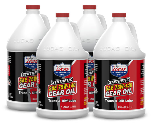 Lucas Oil Gear Oil - 75W140 - Limited Slip Additive - Synthetic - 1 gal Jug - Set of 4