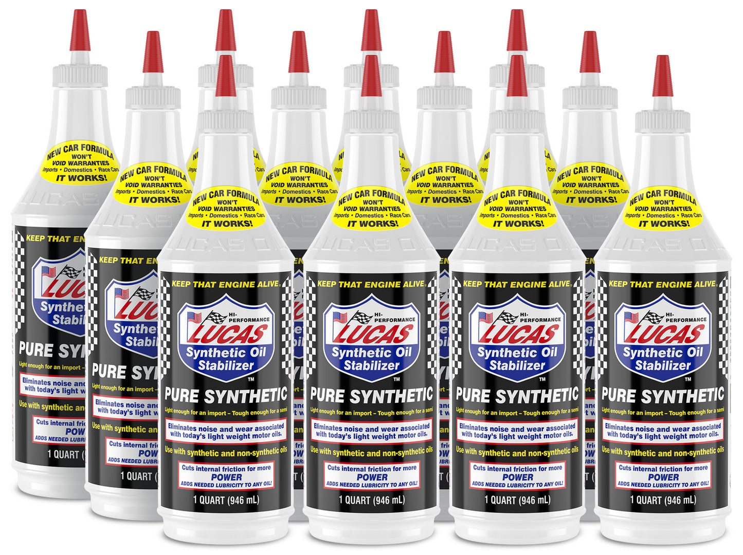 Lucas Oil Motor Oil Additive - Pure Synthetic Oil Stabilizer - Synthetic - 1 qt Bottle - Set of 12