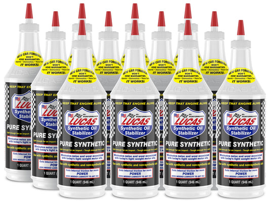 Lucas Oil Motor Oil Additive - Pure Synthetic Oil Stabilizer - Synthetic - 1 qt Bottle - Set of 12