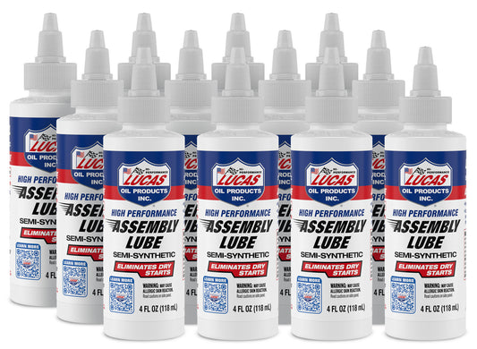 Lucas Oil Assembly Lubricant - High Performance - Engine Assembly Lubricant - Semi-Synthetic - 4 oz Bottle - Set of 12