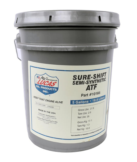 Lucas Oil Transmission Fluid - Sure Shift - AFT - Semi-Synthetic - 5 gal Bucket - Each