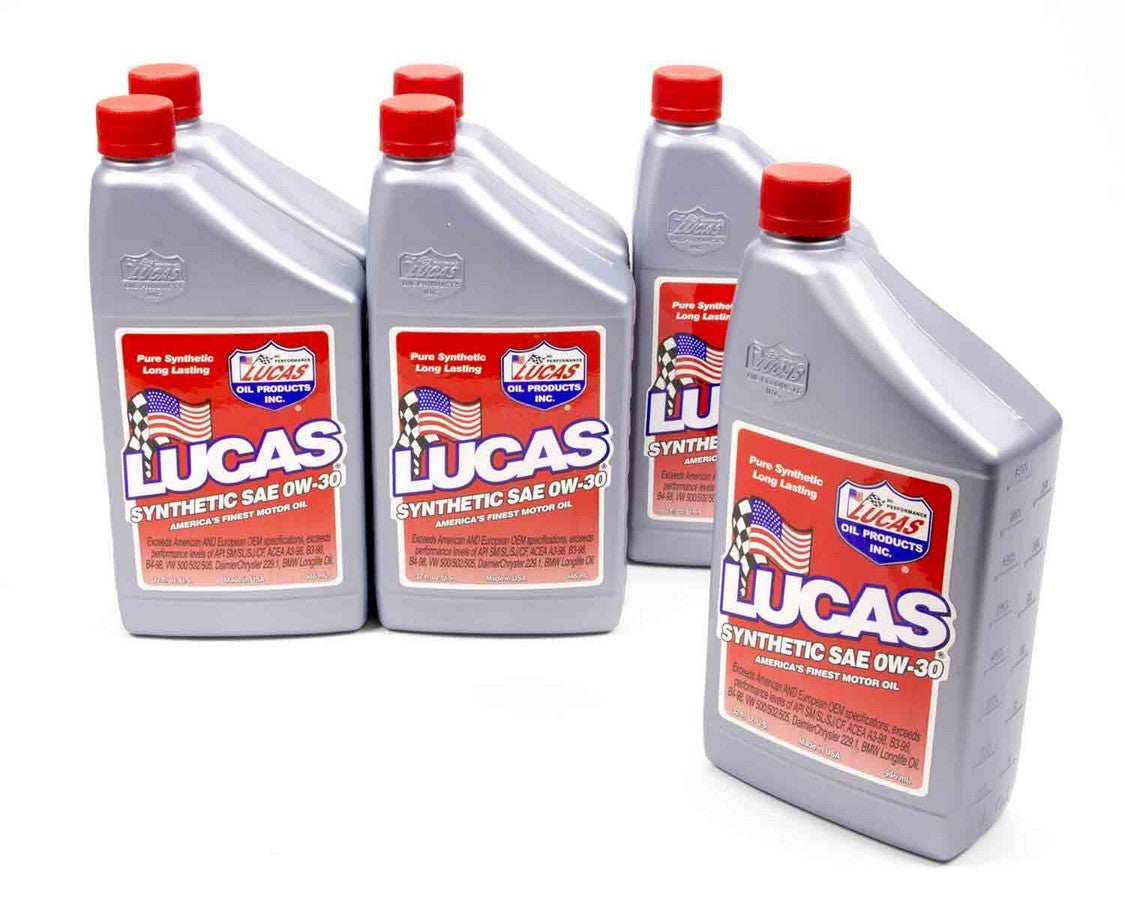 Lucas Oil Motor Oil - Synthetic API - 0W30 - Synthetic - 1 qt Bottle - Set of 6