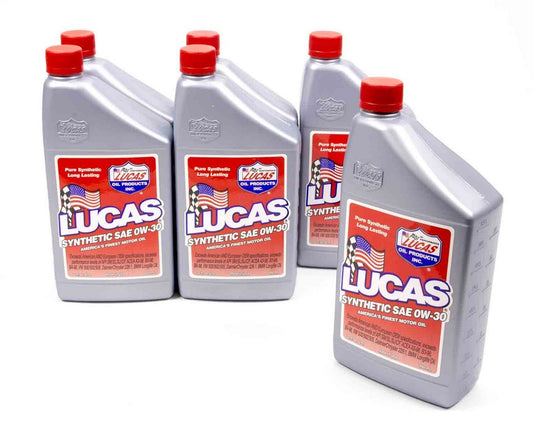 Lucas Oil Motor Oil - Synthetic API - 0W30 - Synthetic - 1 qt Bottle - Set of 6