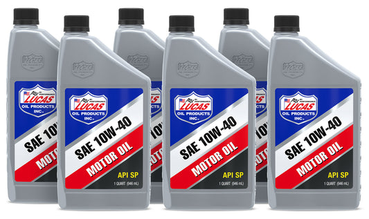 Lucas Oil Motor Oil - 10W40 - Conventional - 1 qt Bottle - Set of 6
