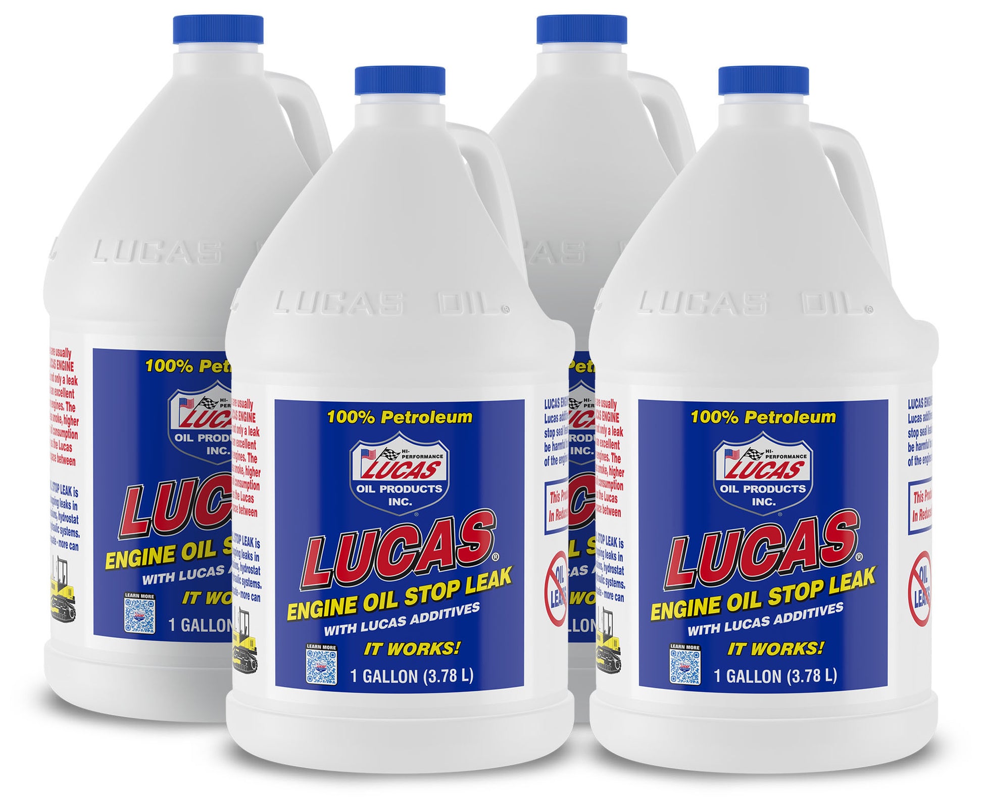 Lucas Oil Motor Oil Additive - Stop Leak - 1 gal Jug - Set of 4