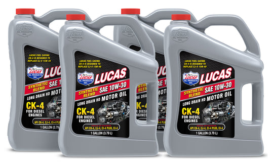Lucas Oil Motor Oil - CK4 Diesel Oil - 10W30 - Semi-Synthetic - 1 gal Jug - Set of 4
