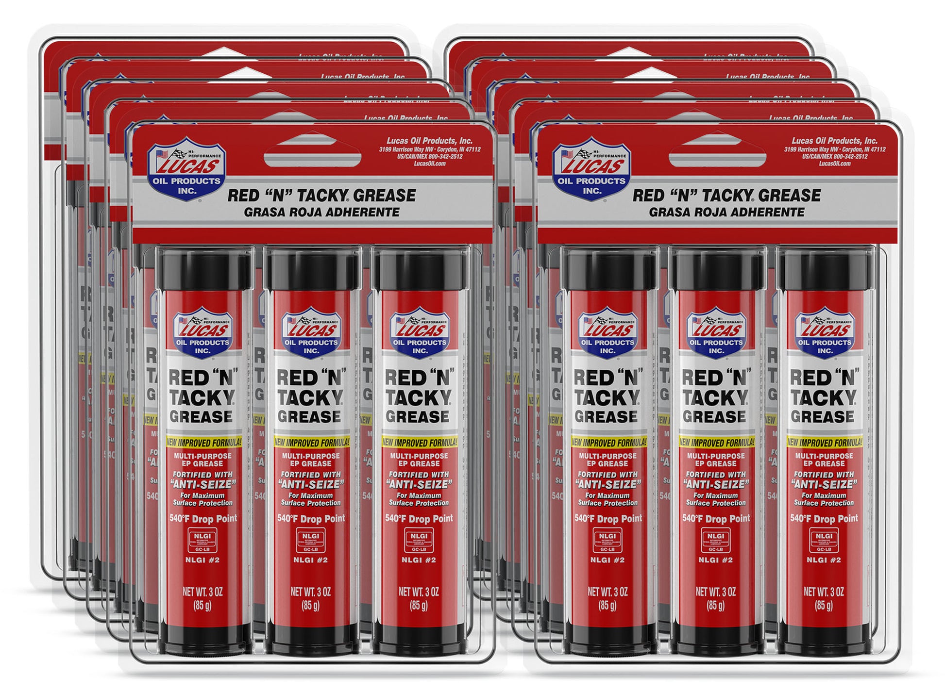 Lucas Oil Grease - Red N Tacky - Red Lithium - 3 oz Cartridge - Set of 30
