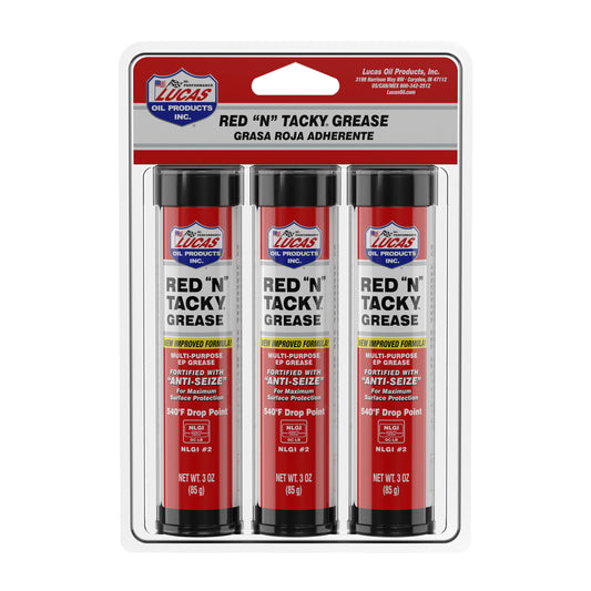 Lucas Oil Grease - Red N Tacky - Red Lithium - 3 oz Cartridge - Set of 3