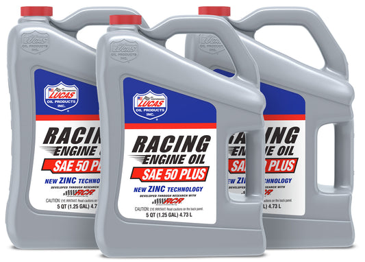 Lucas Oil Motor Oil - Racing - High Zinc - 50W - Conventional - 5 qt Bottle - Set of 3