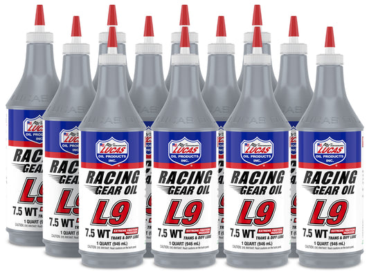 Lucas Oil Gear Oil - L9 - 7.5W - Limited Slip Additive - Synthetic - 1 qt Bottle - Set of 12