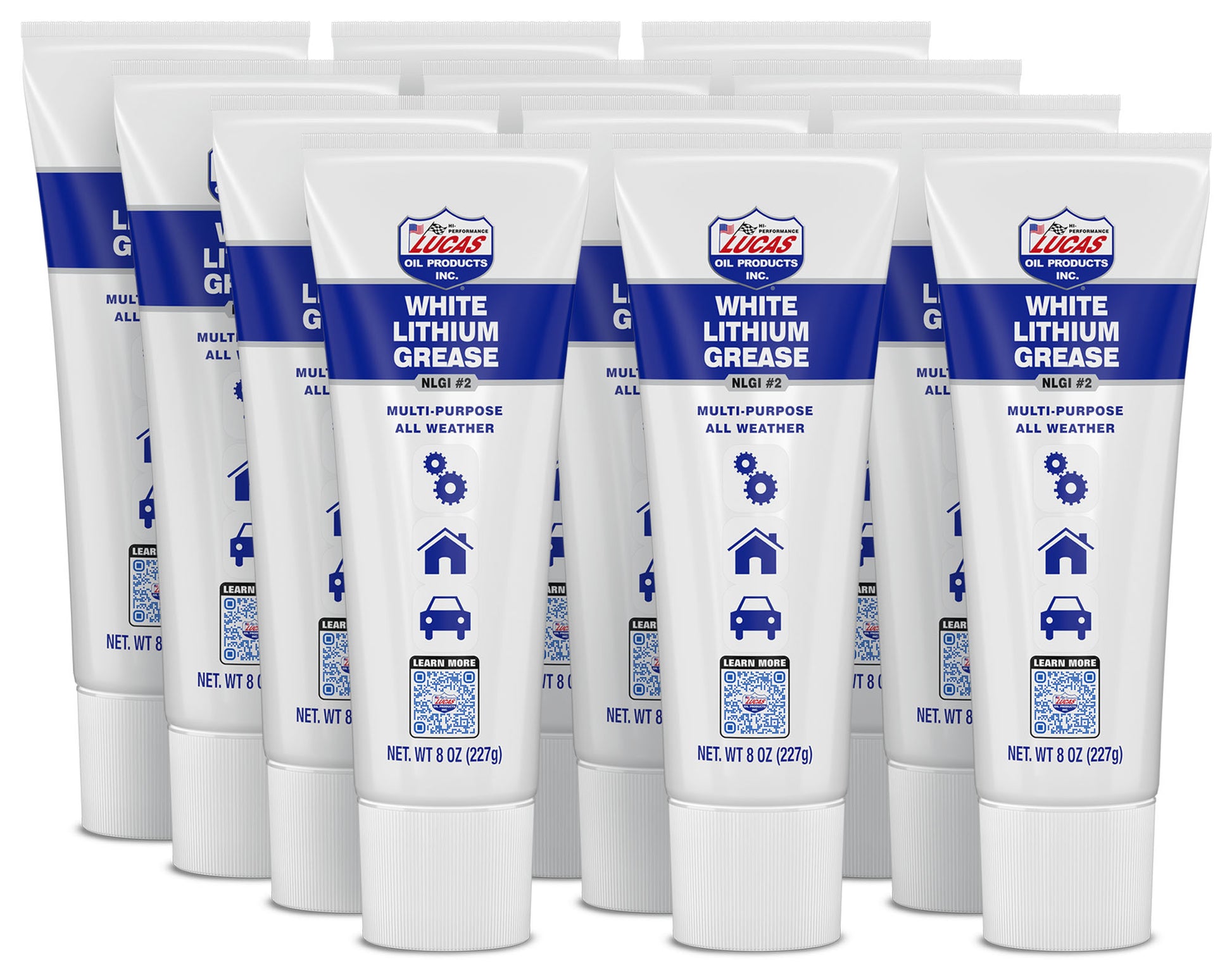 Lucas Oil Grease - White Lithium - Conventional - 8 oz Tube - Set of 12