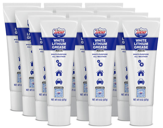 Lucas Oil Grease - White Lithium - Conventional - 8 oz Tube - Set of 12