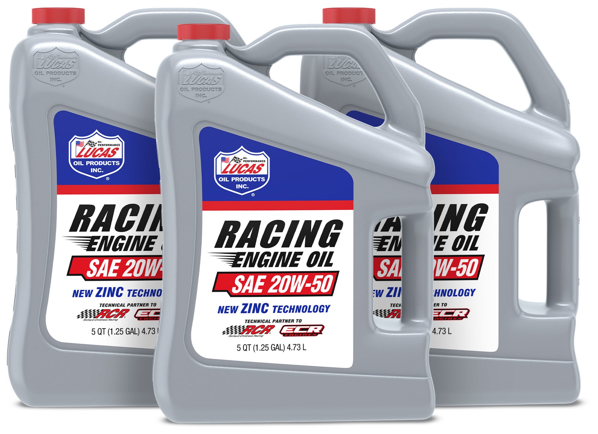 Lucas Oil Motor Oil - Racing - High Zinc - 20W50 - Conventional - 5 qt Jug - Set of 3