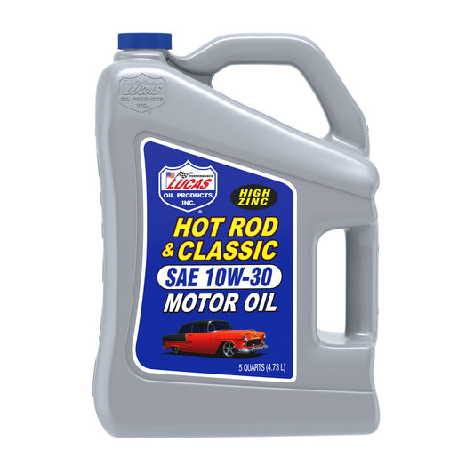 Lucas Oil Motor Oil - Hot Rod and Classic Car - High Zinc - 10W30 - Conventional - 5 qt Jug - Each