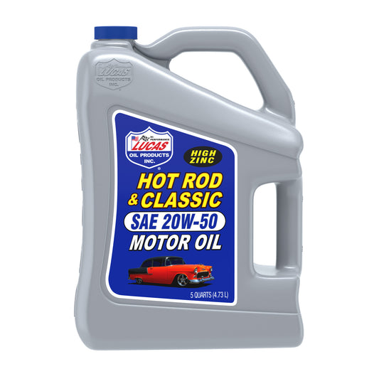 Lucas Oil Motor Oil - Hot Rod and Classic Car - High Zinc - 20W50 - Conventional - 5 qt Jug - Each