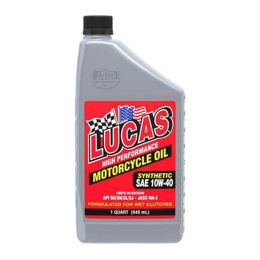 Lucas Oil Motor Oil - High Performance Motorcycle - 10W40 - Synthetic - 1 qt - Each