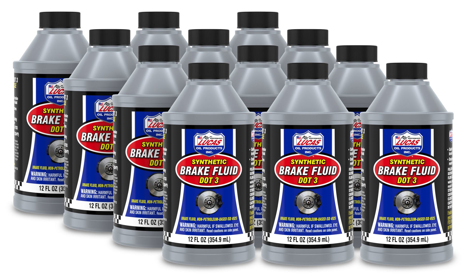 Lucas Oil Brake Fluid - DOT 3 - Synthetic - 12 oz Bottle - Set of 12