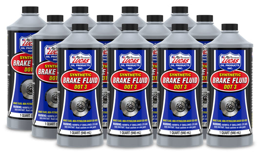 Lucas Oil Brake Fluid - DOT 3 - Synthetic - 1 qt Bottle - Set of 12