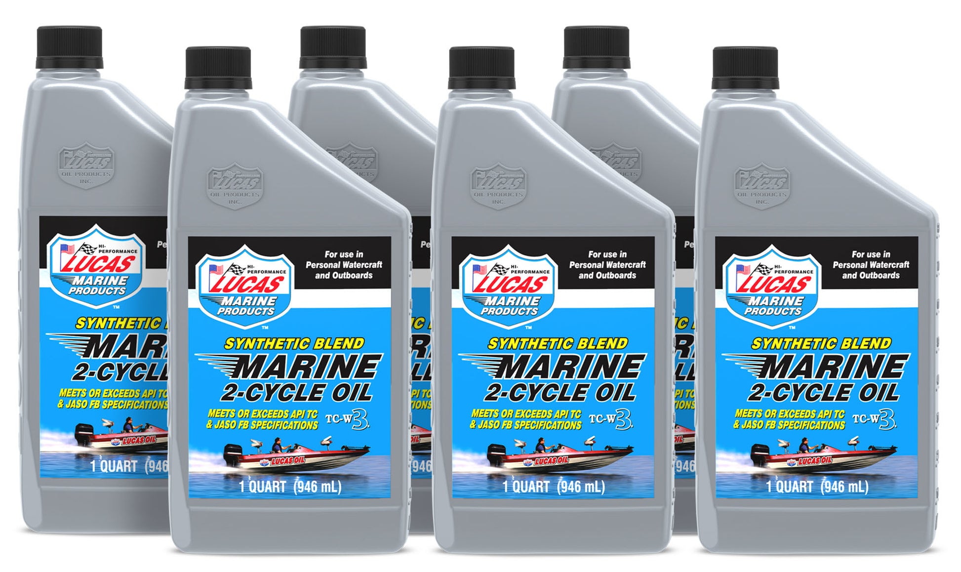 Lucas Oil 2 Stroke Oil - 2-Cycle Marine - Semi-Synthetic - 1 qt Bottle - Set of 6