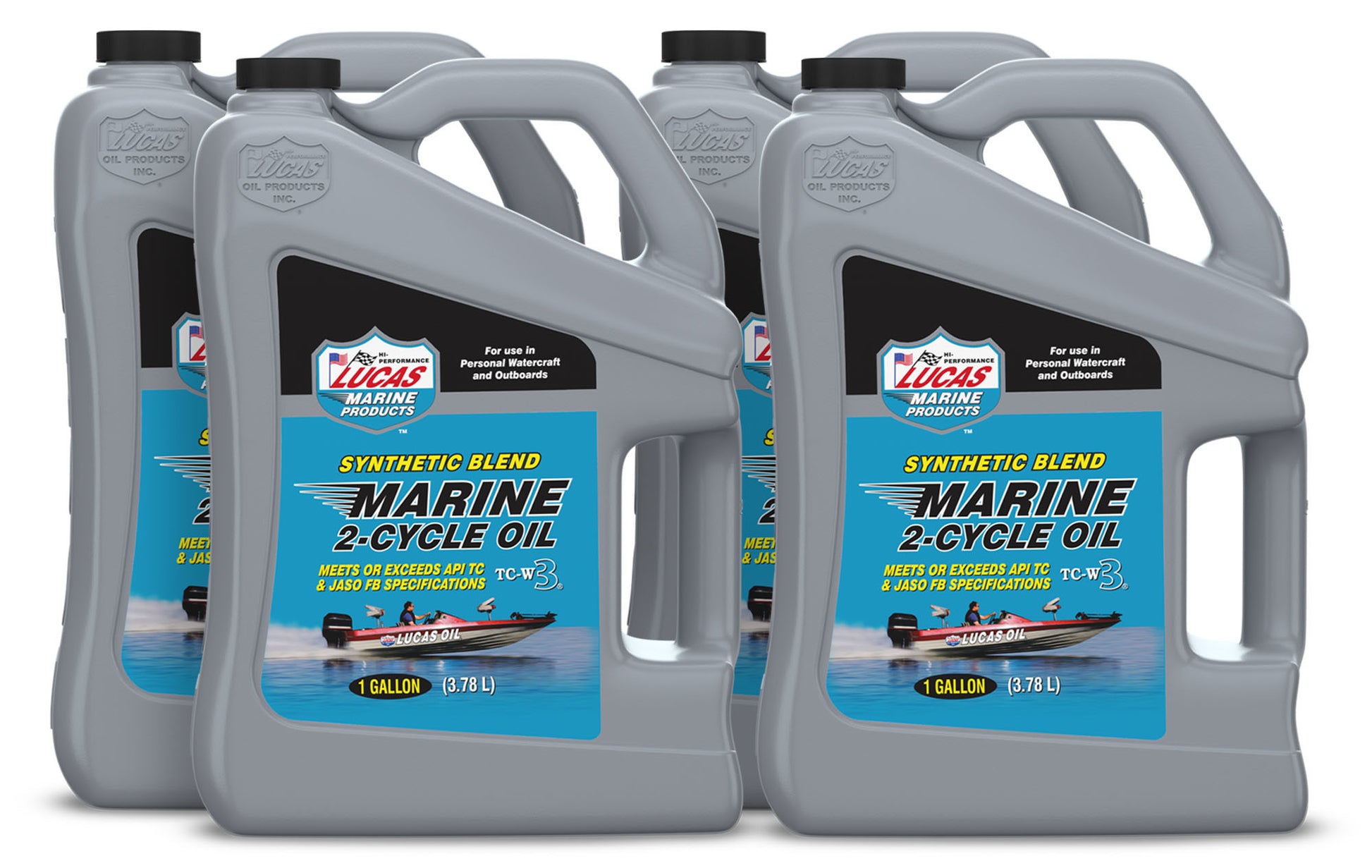 Lucas Oil 2 Stroke Oil - 2-Cycle Marine - Semi-Synthetic - 1 gal Jug - Set of 4
