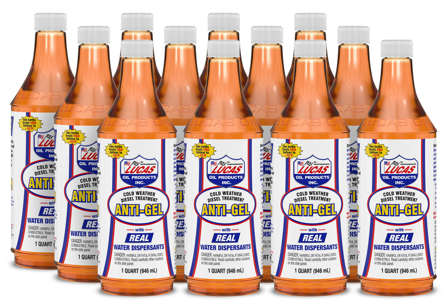 Lucas Oil Fuel Additive - Cold Weather - Anti-Gel - Water Remover - 1 qt Bottle - Diesel - Set of 12