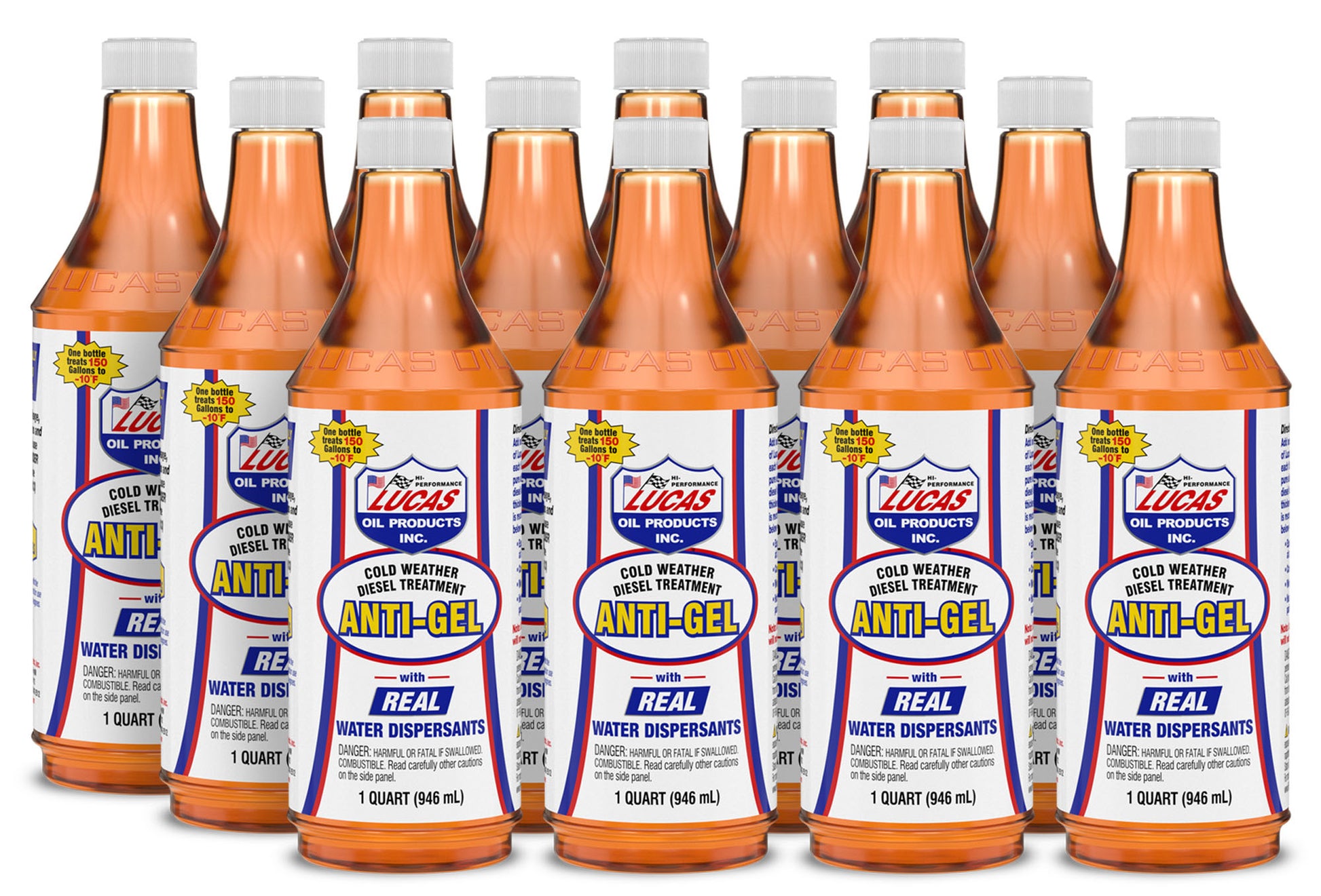 Lucas Oil Fuel Additive - Cold Weather - Anti-Gel - Water Remover - 1 qt Bottle - Diesel - Set of 12