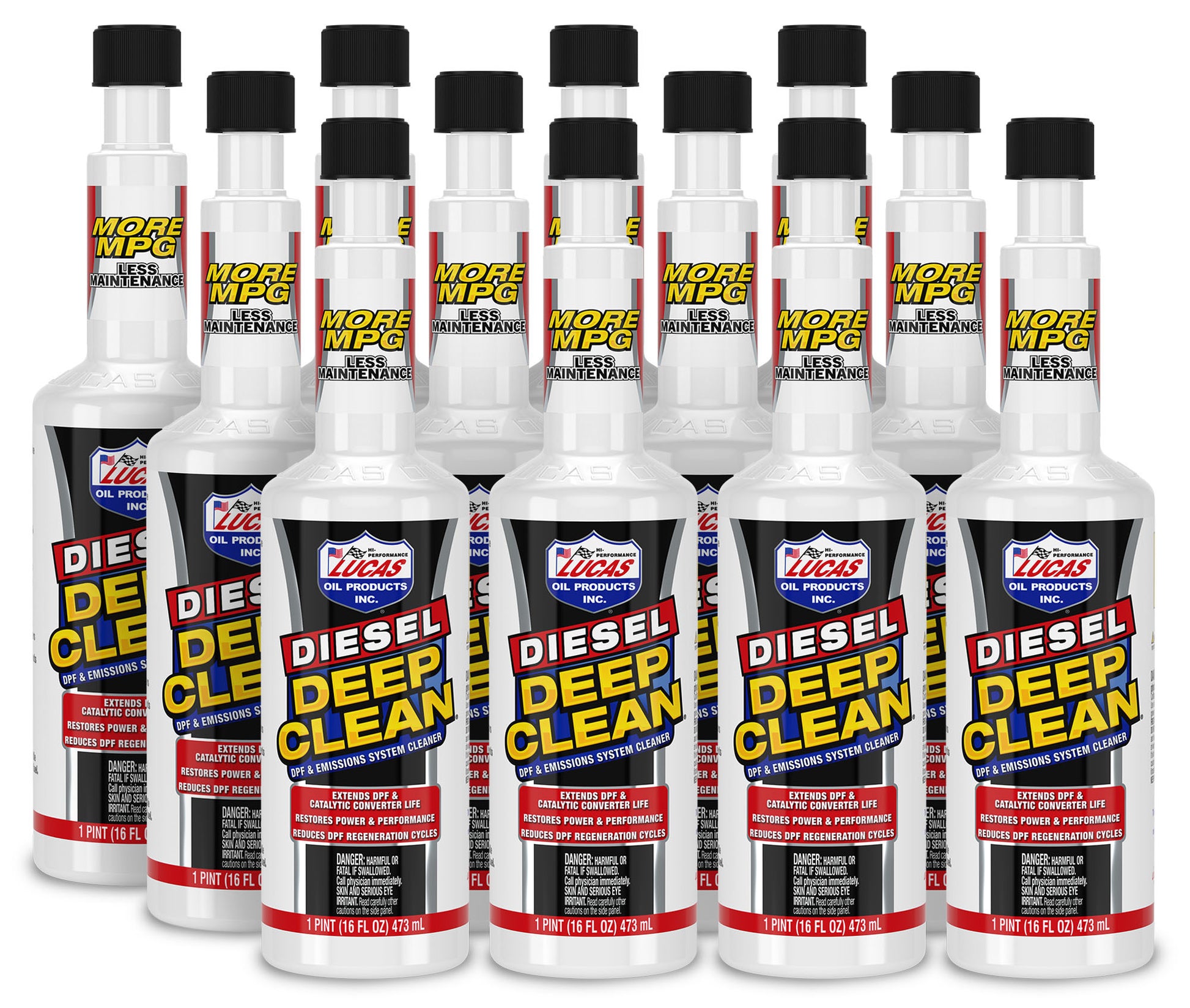 Lucas Oil Fuel Additive - Diesel Deep Clean - DPF Cleaner - 16 oz Bottle - Diesel - Set of 12