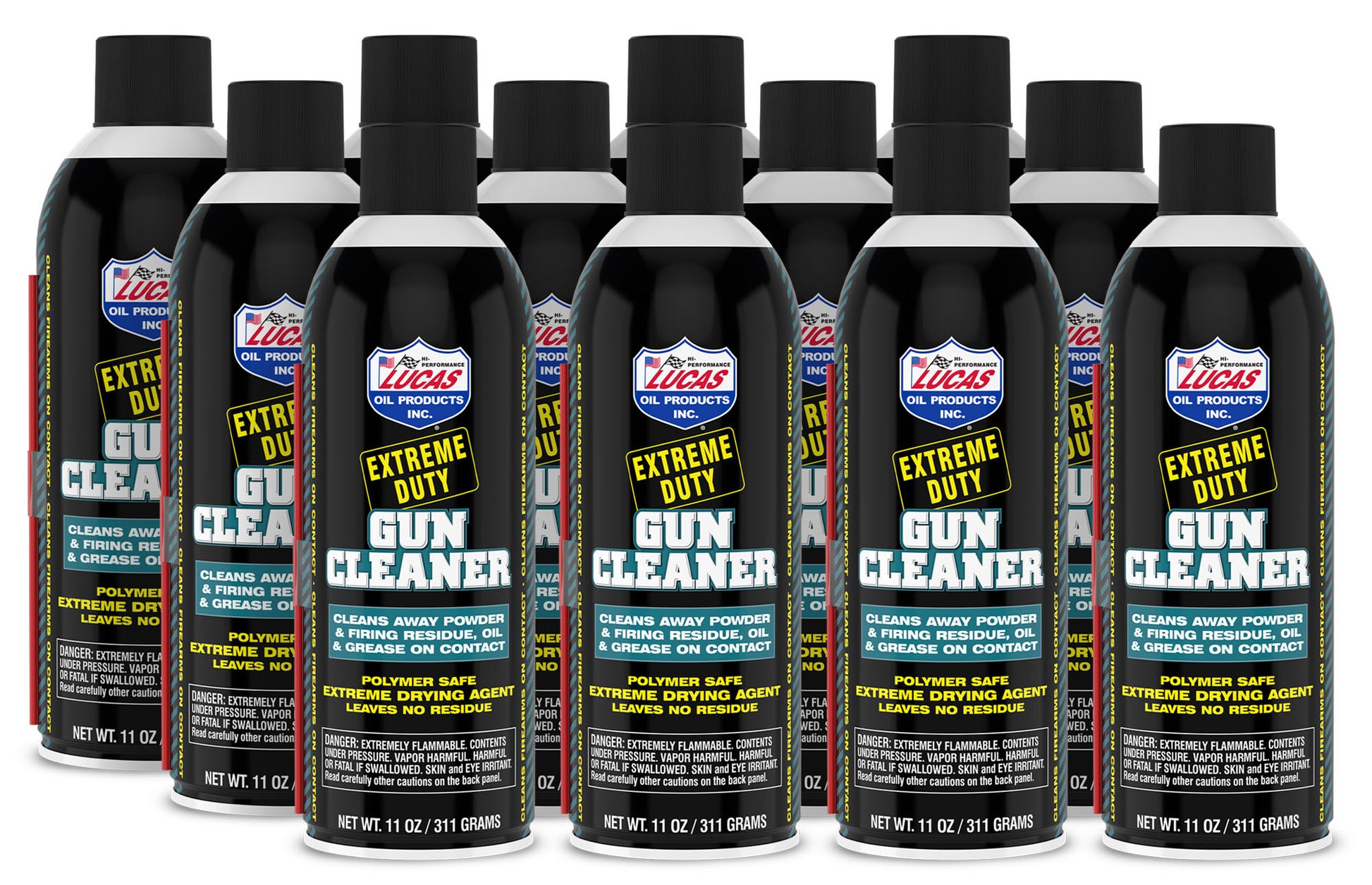 Lucas Oil Gun Cleaner - Extreme Duty Contact Cleaner - Cleaning / Drying - 11 oz Aerosol - Set of 12