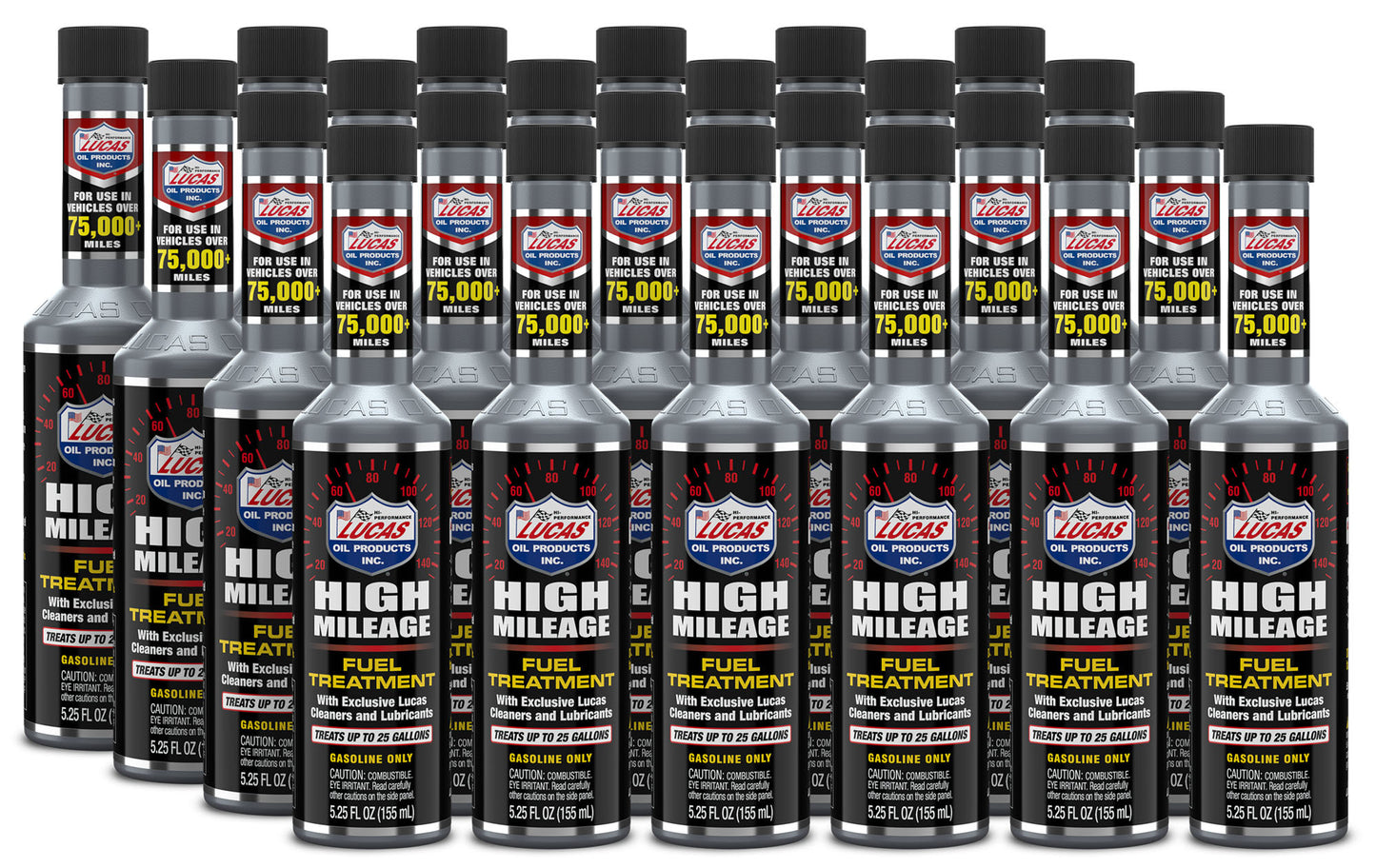 Lucas Oil Fuel Additive - High Mileage Fuel Treatment - System Cleaner - Lubricant - Gas - 5.25 oz Bottle - Set of 24