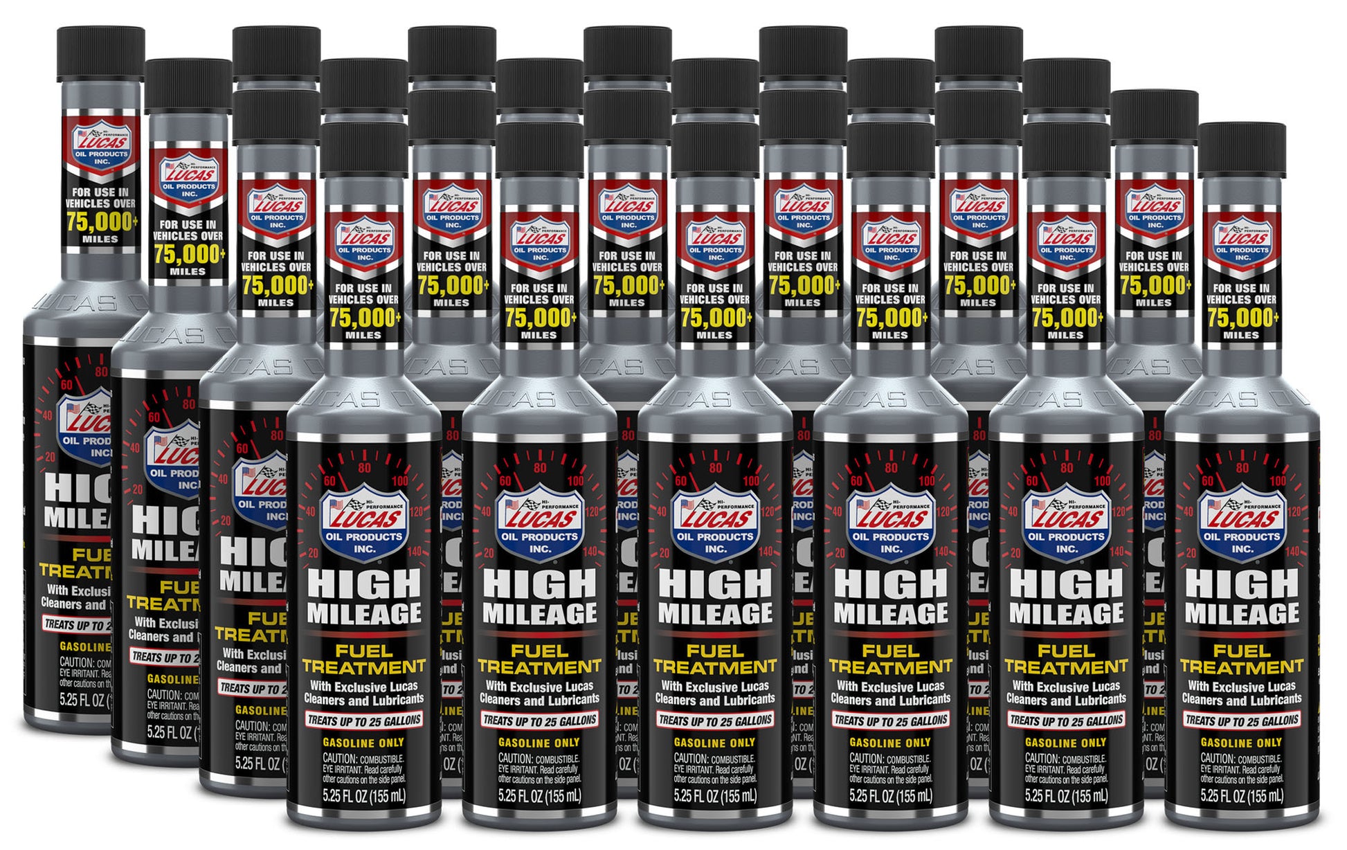 Lucas Oil Fuel Additive - High Mileage Fuel Treatment - System Cleaner - Lubricant - Gas - 5.25 oz Bottle - Set of 24