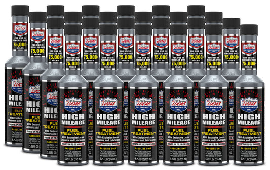 Lucas Oil Fuel Additive - High Mileage Fuel Treatment - System Cleaner - Lubricant - Gas - 5.25 oz Bottle - Set of 24
