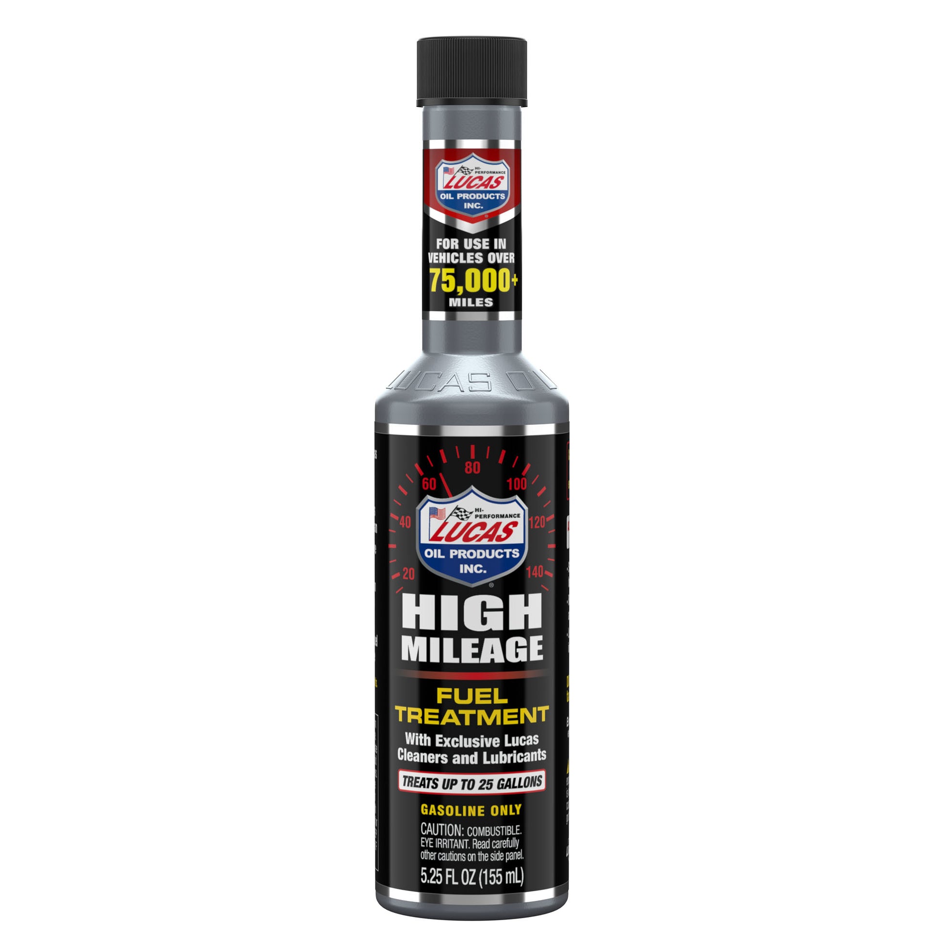 Lucas Oil Fuel Additive - High Mileage Fuel Treatment - System Cleaner - Lubricant - Gas - 5.25 oz Bottle - Each