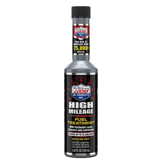 Lucas Oil Fuel Additive - High Mileage Fuel Treatment - System Cleaner - Lubricant - Gas - 5.25 oz Bottle - Each
