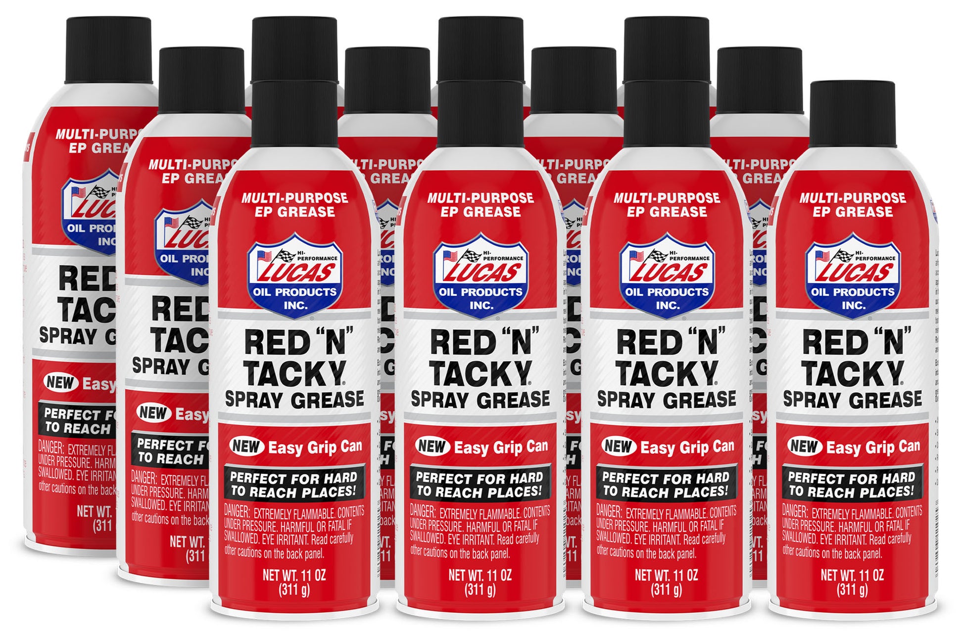 Lucas Oil Grease - Red N Tacky - Red Lithium - 11 oz Aerosol Can - Set of 12