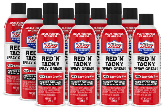 Lucas Oil Grease - Red N Tacky - Red Lithium - 11 oz Aerosol Can - Set of 12