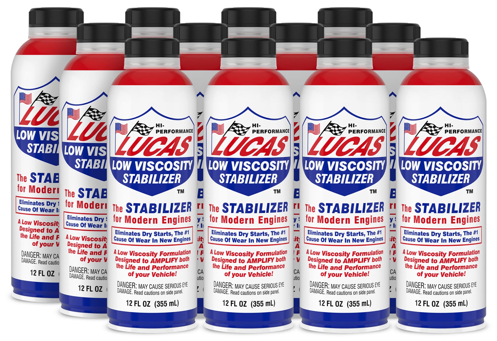 Lucas Oil Motor Oil Additive - Low Viscosity Stabilizer - 12 oz Bottle - Set of 12