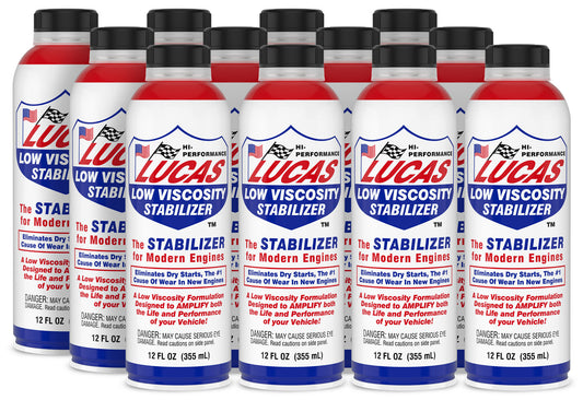 Lucas Oil Motor Oil Additive - Low Viscosity Stabilizer - 12 oz Bottle - Set of 12