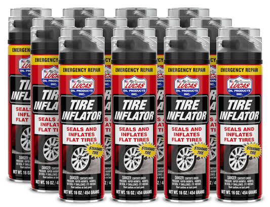 Lucas Oil Sealant - Tire Inflator - 16 oz Aerosol Can - Set of 12