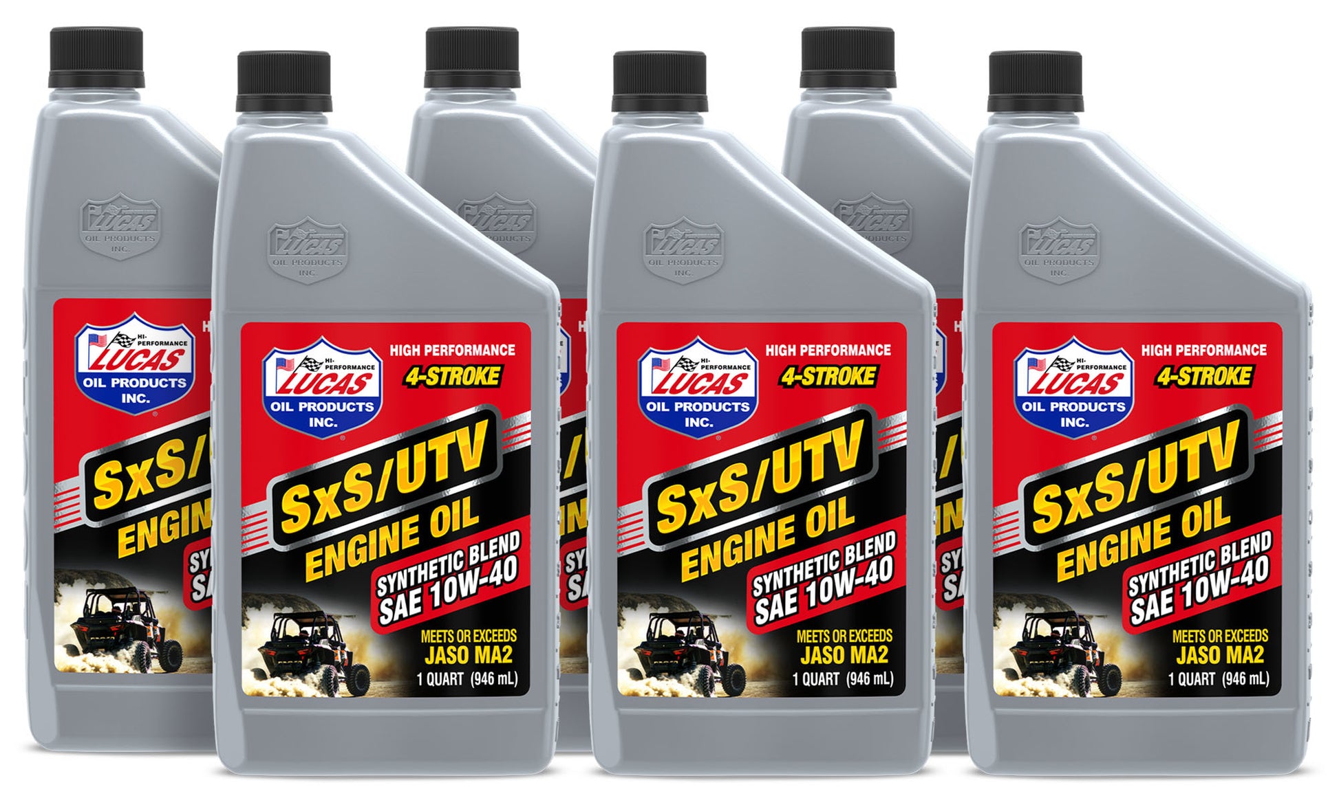 Lucas Oil Motor Oil - SxS - 10W40 - Semi-Synthetic - 1 qt Bottle - Set of 6