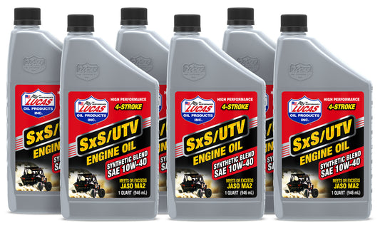 Lucas Oil Motor Oil - SxS - 10W40 - Semi-Synthetic - 1 qt Bottle - Set of 6