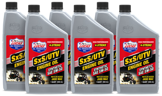 Lucas Oil Motor Oil - SxS - 5W50 - Synthetic - 1 qt Bottle - Set of 6
