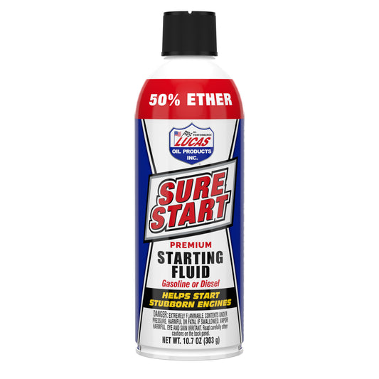 Lucas Oil Starting Fluid - Sure Start - 10.7 oz Aerosol - Diesel / Gas - Each